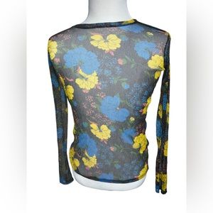 Excellent condition Zara Puff Sleeve Floral Organza Long Blouse